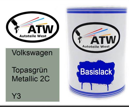 Volkswagen, Topasgrün Metallic 2C, Y3: 500ml Lackdose, von ATW Autoteile West.